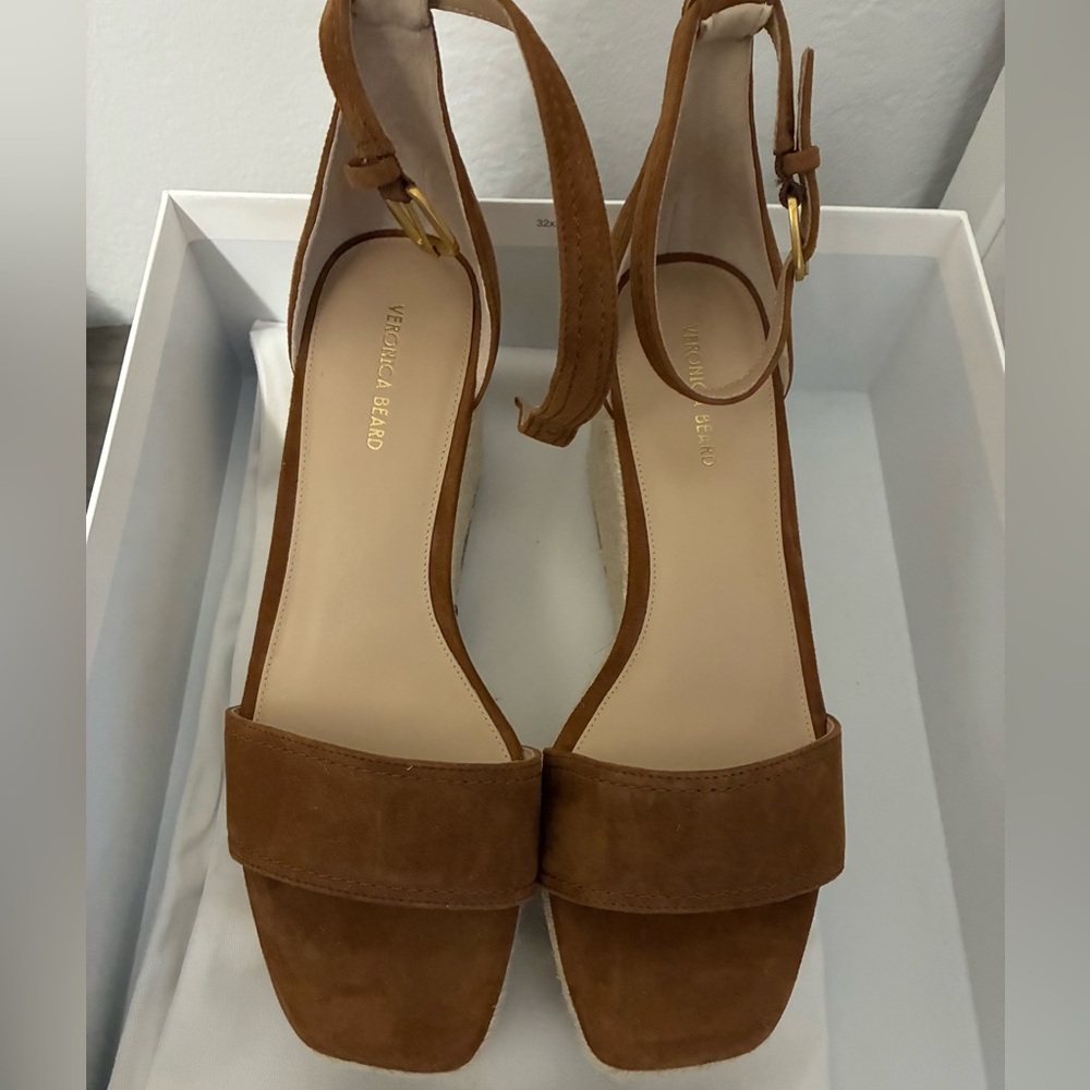 Veronica Beard Brown Suede Wedge Sandals